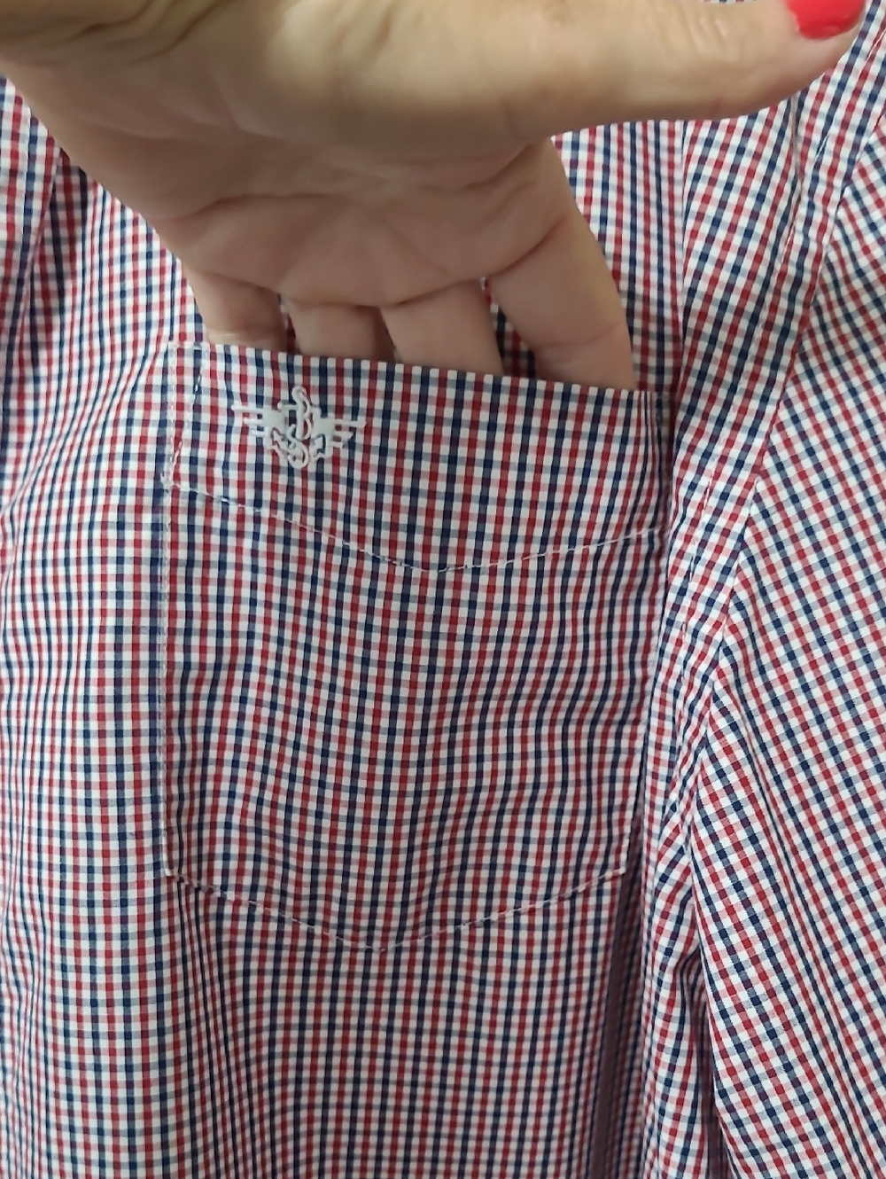 Men's Dockers Red and Blue Button-Down Shirt - Picture 5 of 8